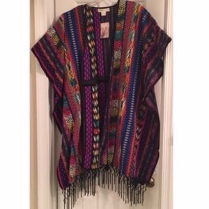 Urban Outfitters Ethnic Print Kimono Shawl Vest swimsuit cover Festival One Size